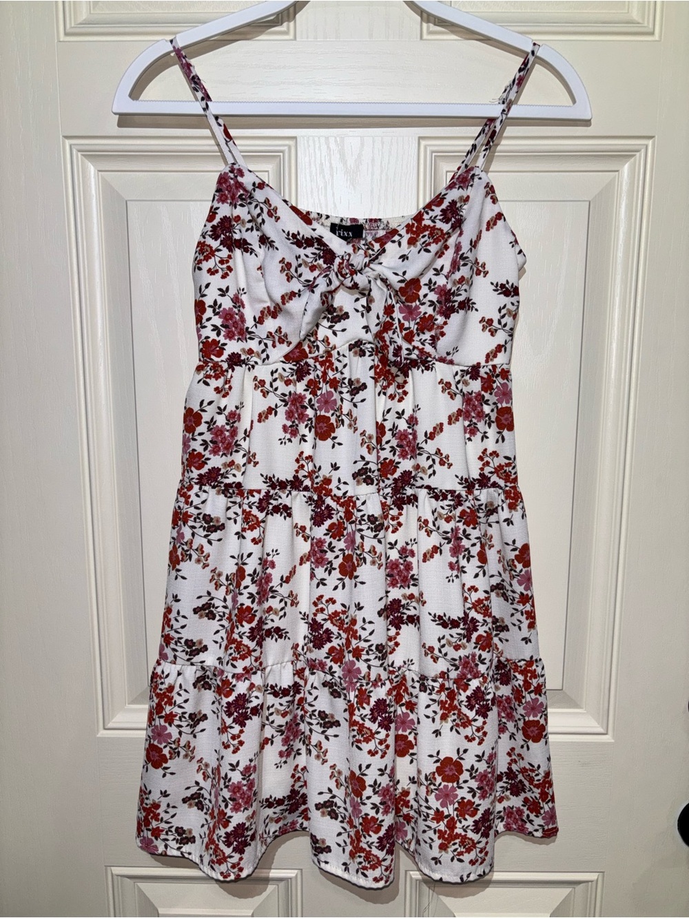 Trixxi Cream Floral dress with Rust and Mauve Accents